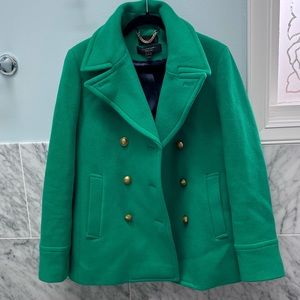 Jcrew Stadium cloth pea coat in Emerald EUC 12